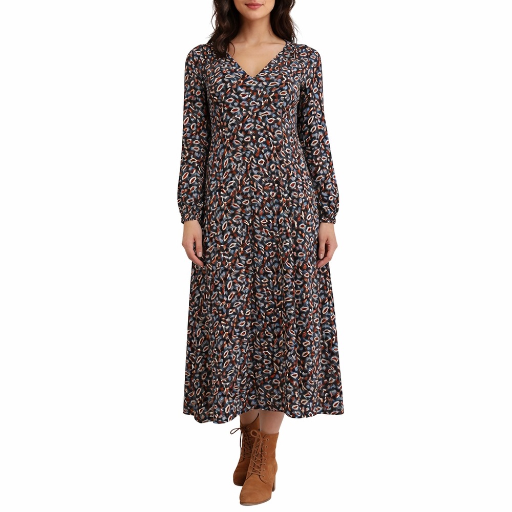 Boden W0715 Floral Midi Dress US 6R Boho Long Sleeve Spring Cottagecore Romantic